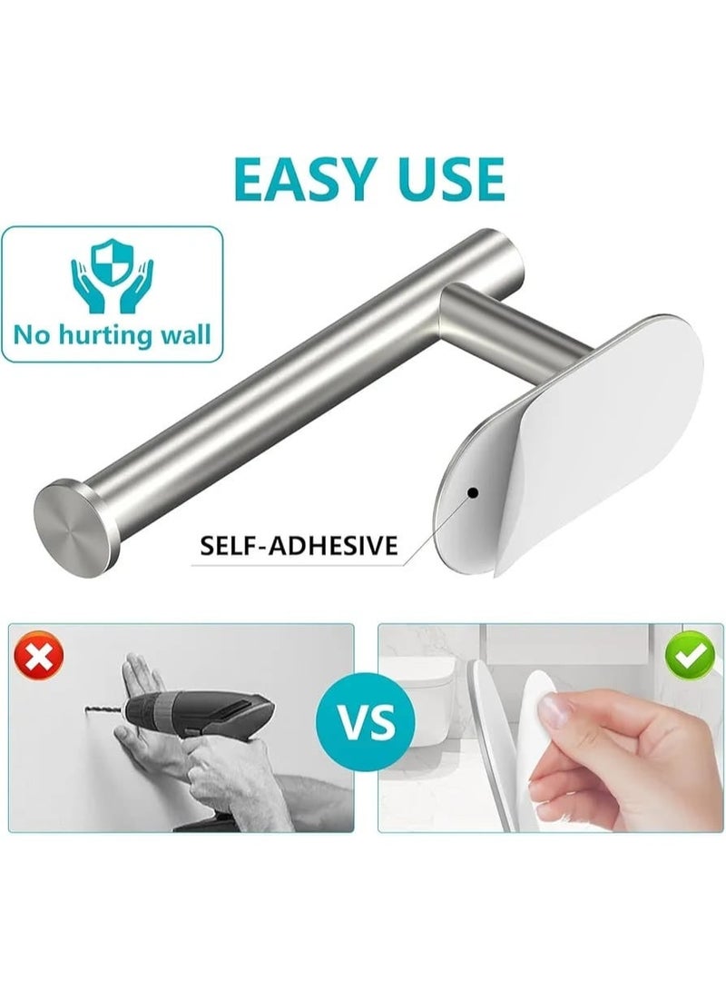 سبيس شوب حامل ورق تواليت من الفولاذ المقاوم للصدأ ذاتي الالتصاق حامل رول مناديل حمام يثبت على الحائط بدون ثقب - Image 4